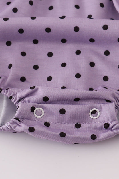 Purple Halloween dot witch embroidery bubble