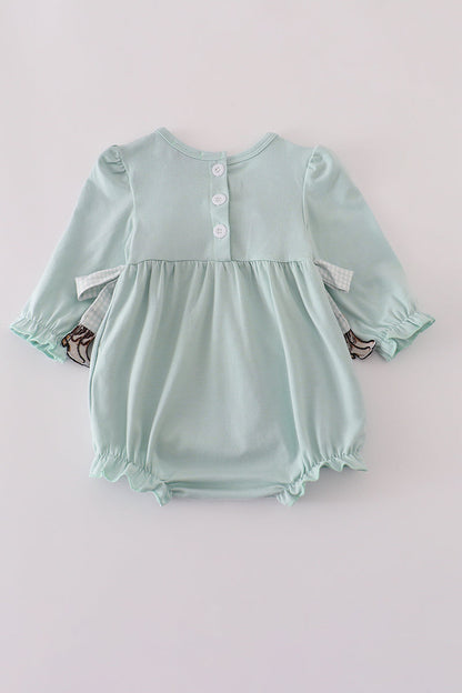 Blue boots embroidery ruffle bubble