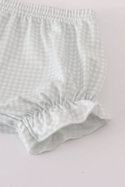 Blue boots embroidery ruffle bloomer set
