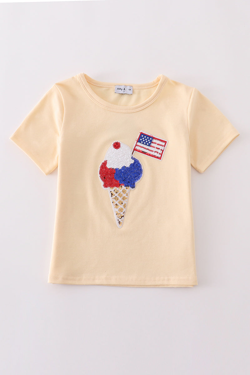 Ice cream flag sequin mom&me top - Cloudling Kids Clothing