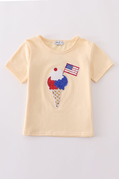 Ice cream flag sequin mom&me top - Cloudling Kids Clothing