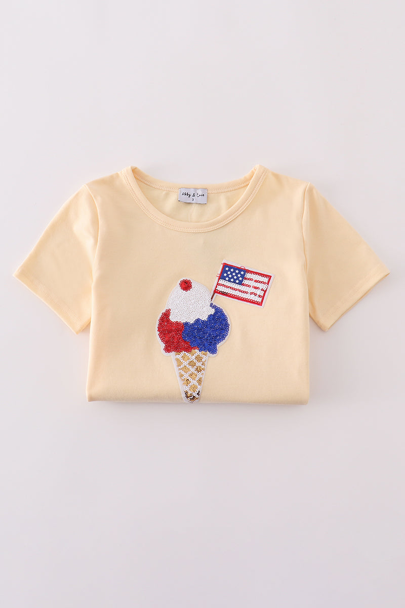 Ice cream flag sequin mom&me top - Cloudling Kids Clothing