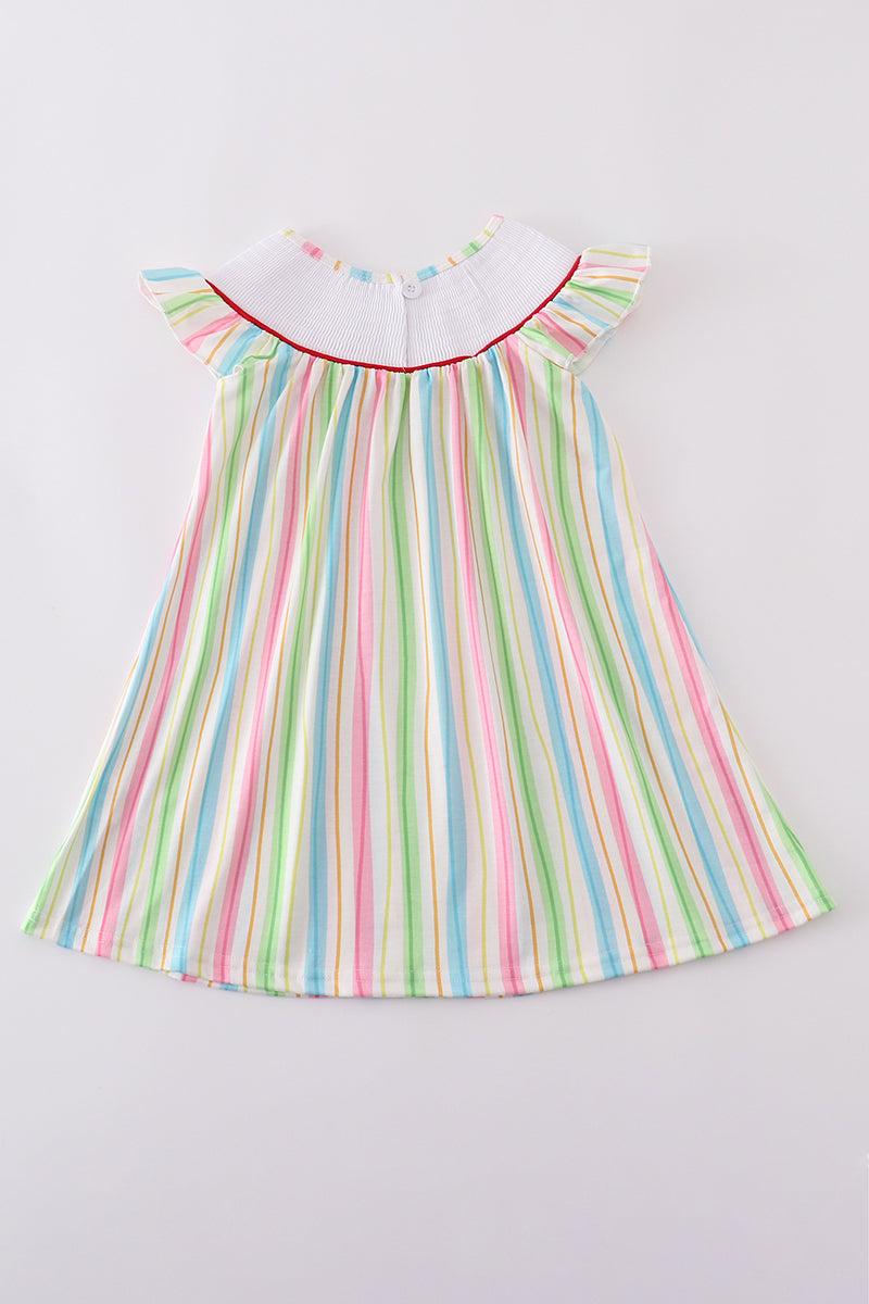 Stripe Dr. Seuss embroidery smocked dress - Cloudling Kids Clothing