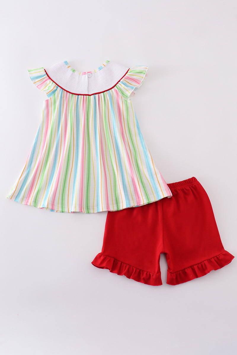 Stripe Dr. Seuss embroidery smocked set - Cloudling Kids Clothing