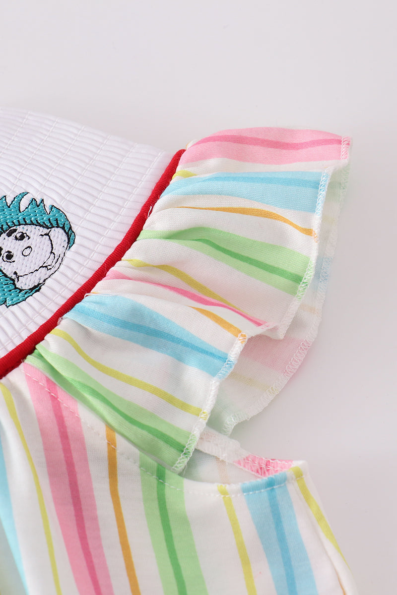 Stripe Dr. Seuss embroidery smocked set - Cloudling Kids Clothing