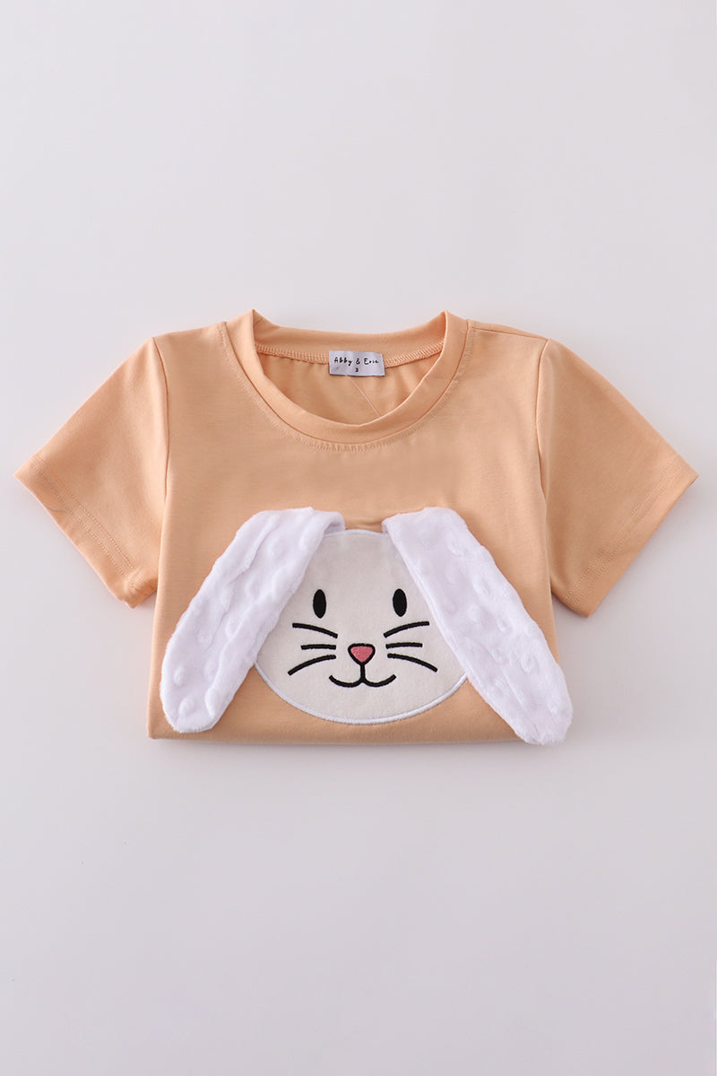 Orange floral bunny applique set - Cloudling Kids Clothing