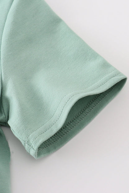 Green bunny applique set - Cloudling Kids Clothing