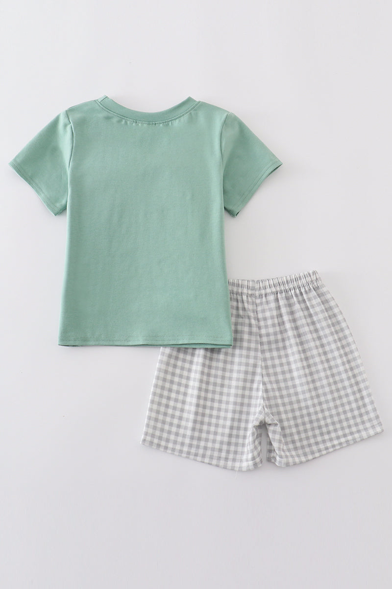Green bunny applique set - Cloudling Kids Clothing