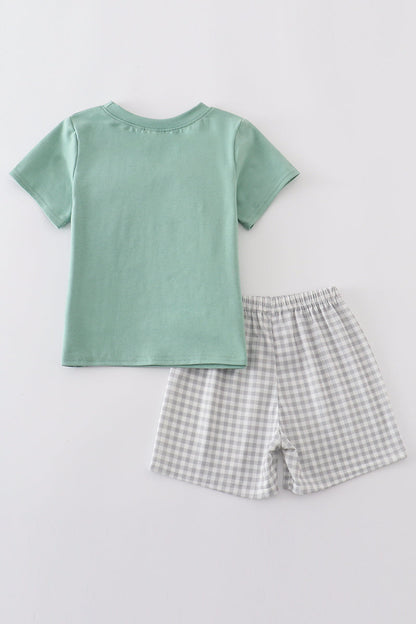 Green bunny applique set - Cloudling Kids Clothing