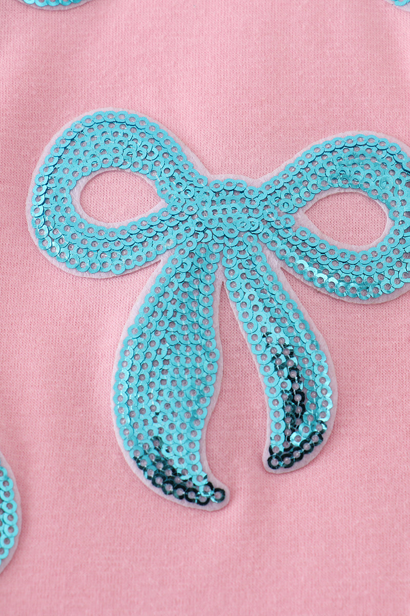 Pink bow sequin mom&me top - Cloudling Kids Clothing