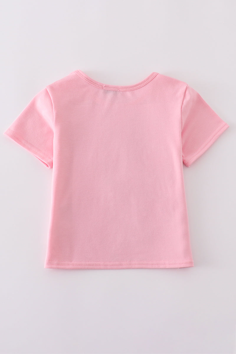 Pink bow sequin mom&me top - Cloudling Kids Clothing
