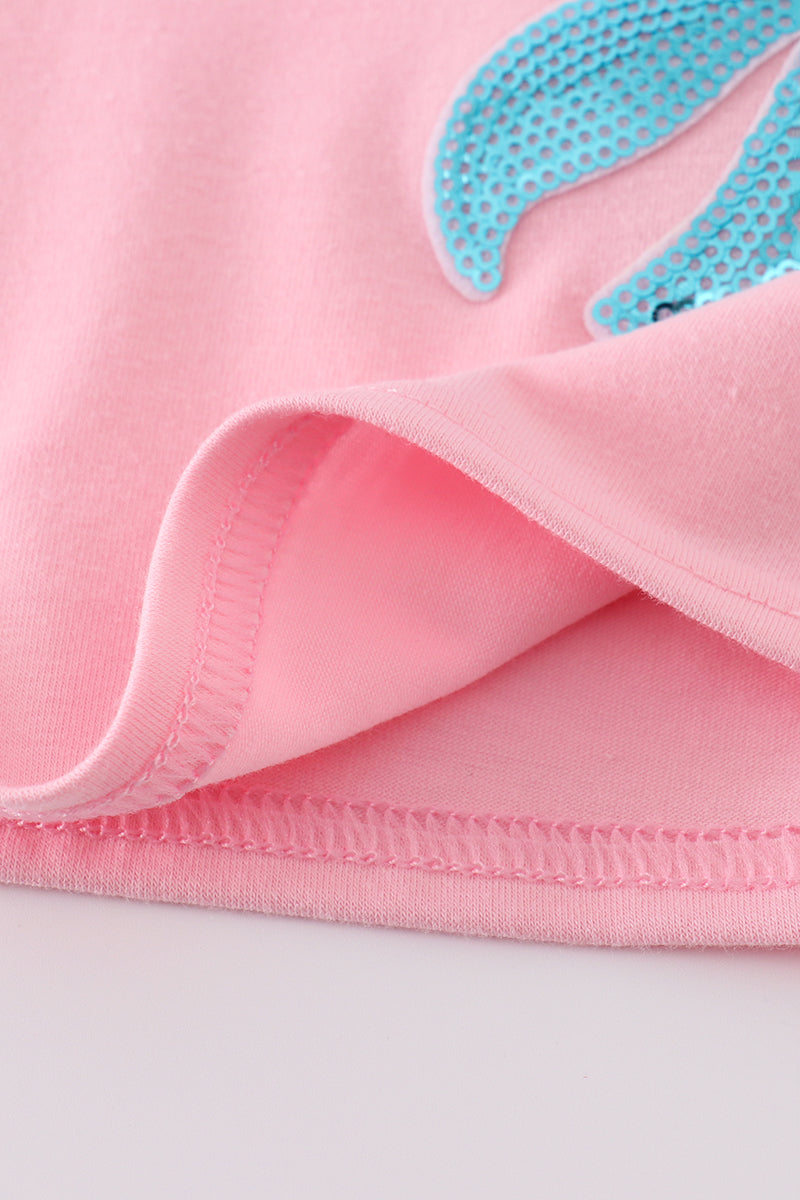 Pink bow sequin mom&me dress - Cloudling Kids Clothing