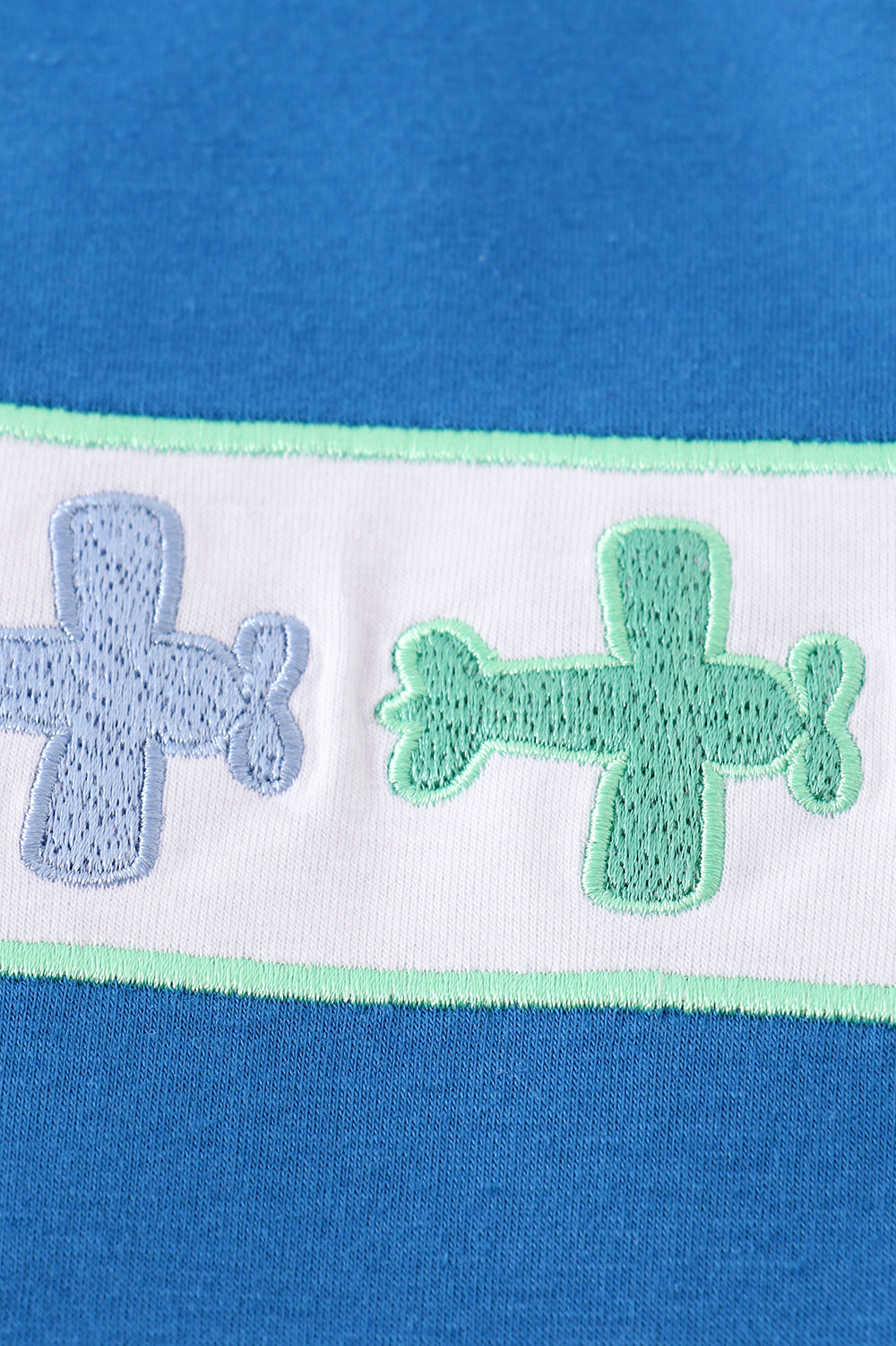 Blue airplane embroidery top - Cloudling Kids Clothing