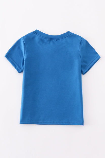 Blue airplane embroidery top - Cloudling Kids Clothing