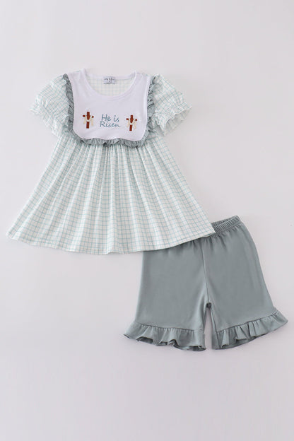 Blue he is risen embroidery set - Cloudling Kids Clothing