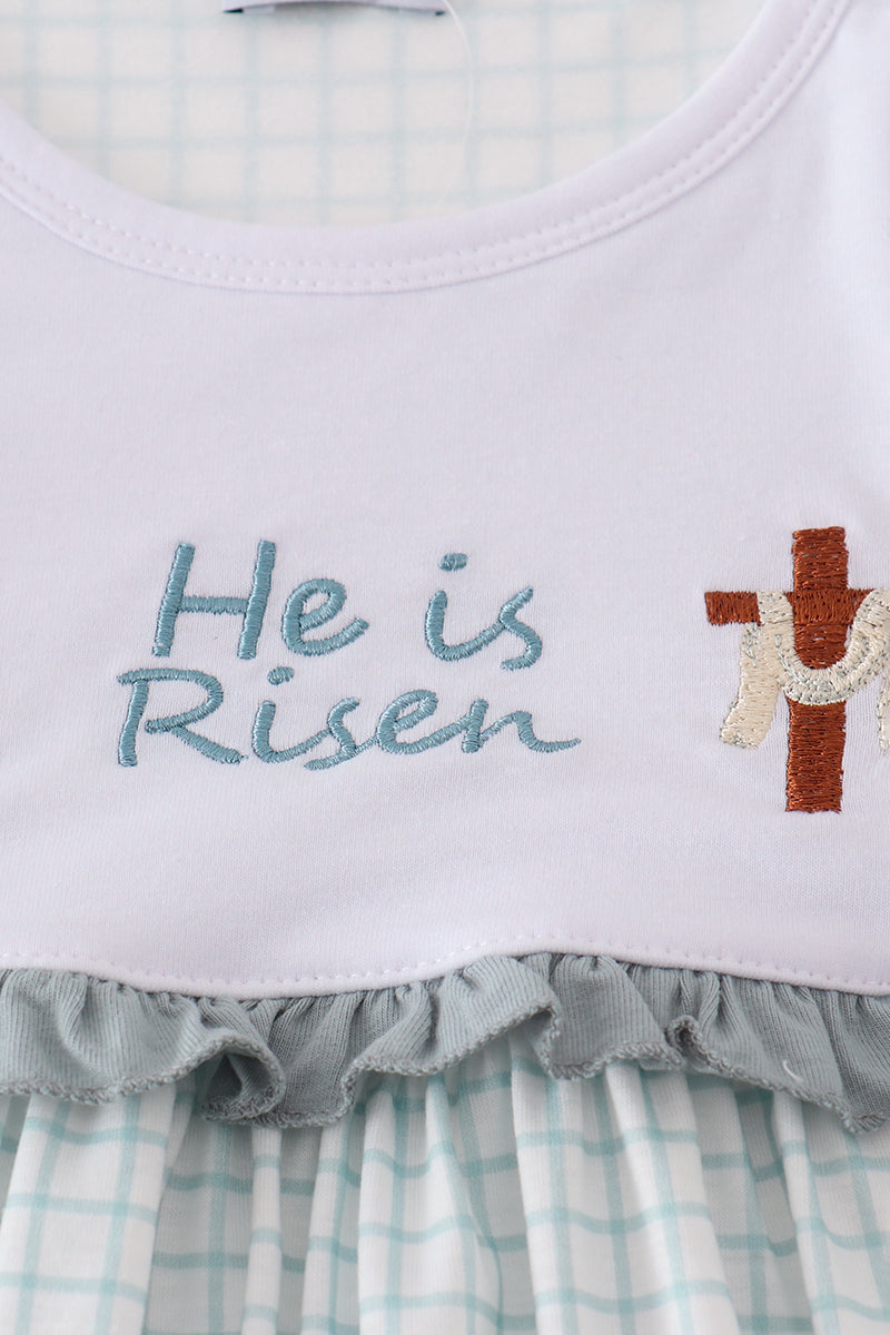 Blue he is risen embroidery set - Cloudling Kids Clothing