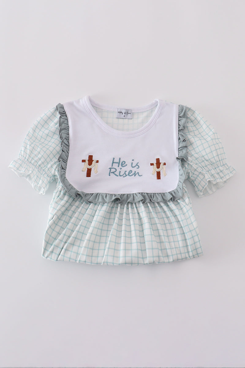 Blue he is risen embroidery set - Cloudling Kids Clothing