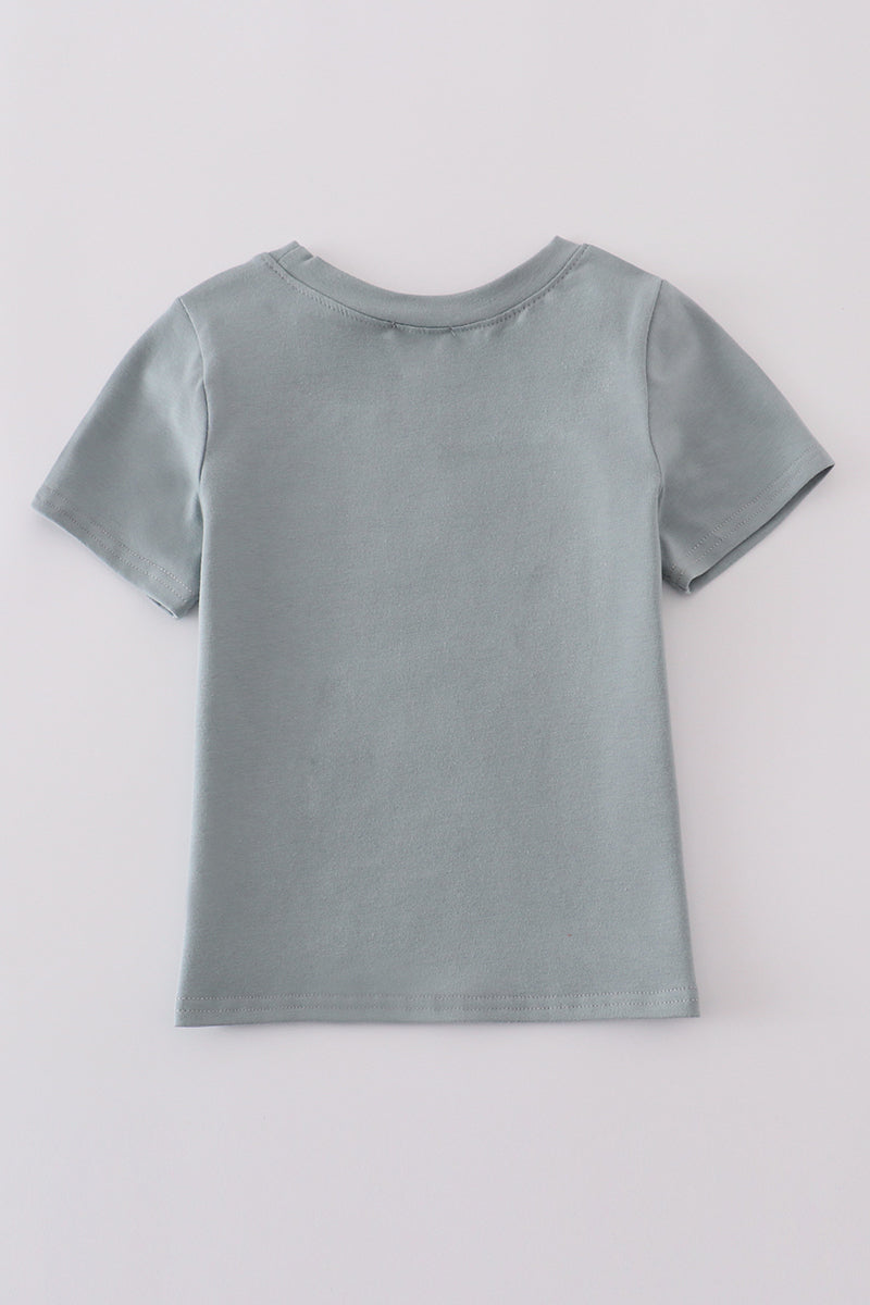 Blue he is risen embroidery top - Cloudling Kids Clothing
