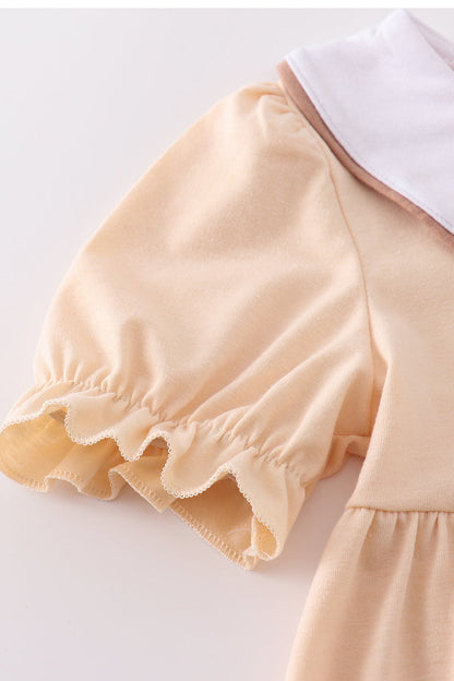 Cream cross french knot dress - Cloudling Kids Clothing