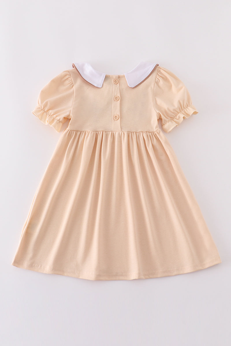 Cream cross french knot dress - Cloudling Kids Clothing