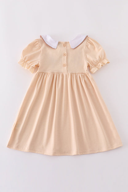 Cream cross french knot dress - Cloudling Kids Clothing