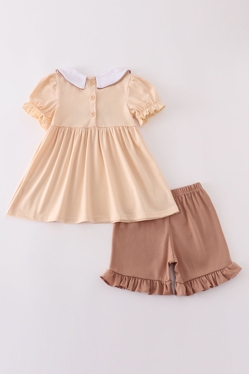 Cream cross french knot set - Cloudling Kids Clothing