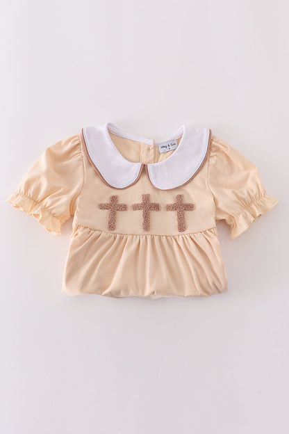 Cream cross french knot set - Cloudling Kids Clothing