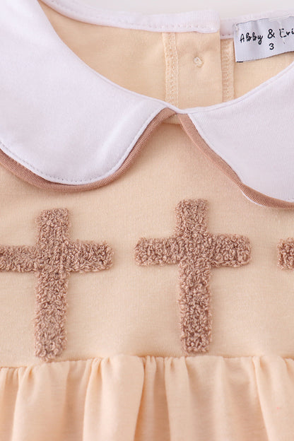 Cream cross french knot set - Cloudling Kids Clothing