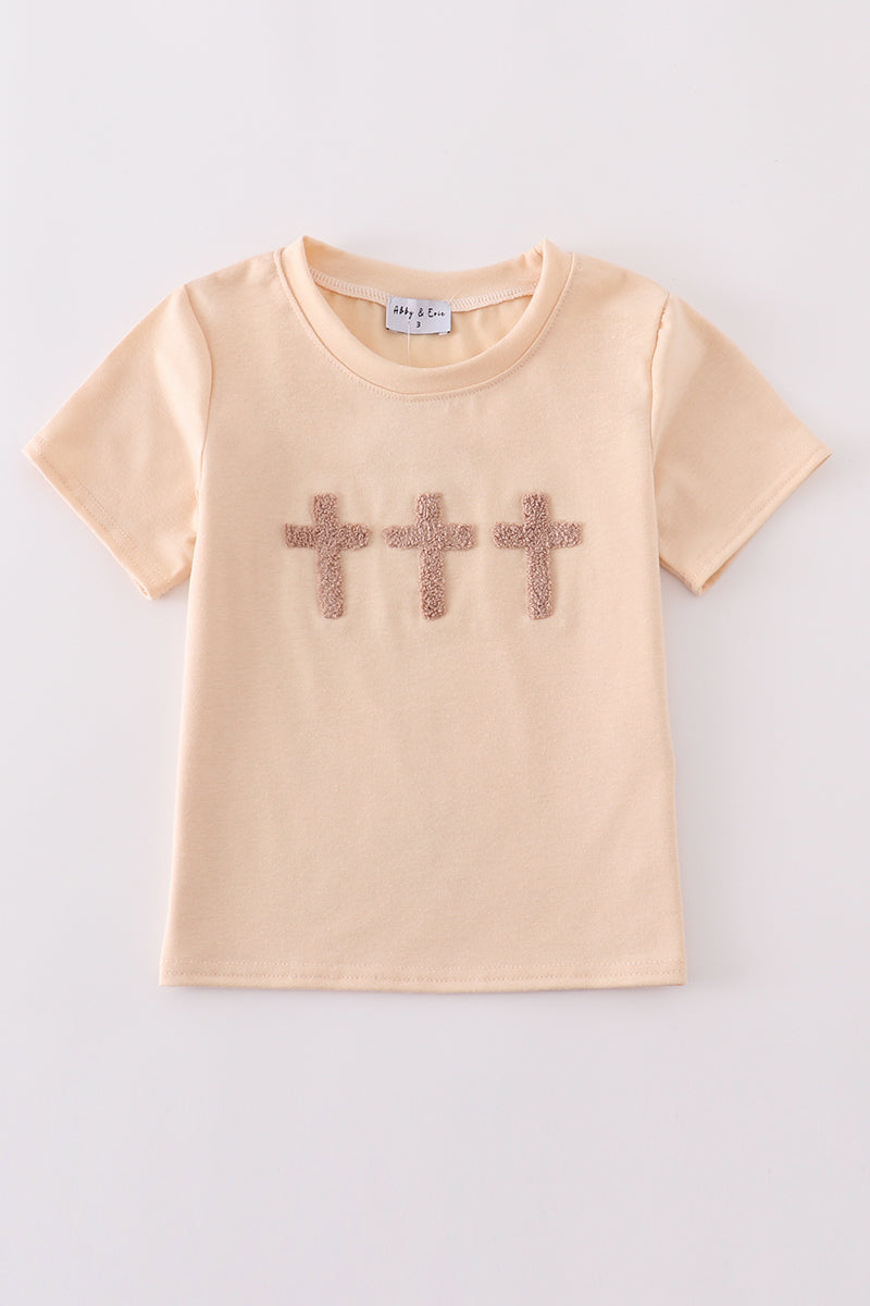 Cream cross french knot top - Cloudling Kids Clothing