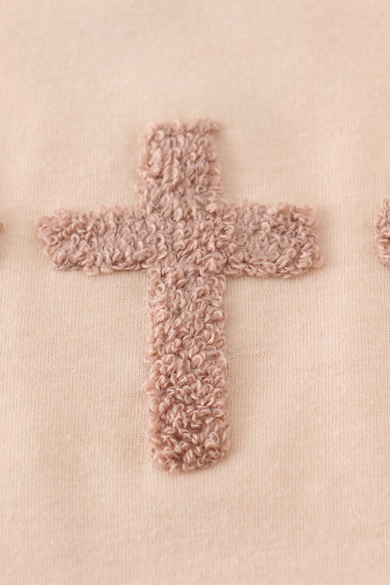 Cream cross french knot top - Cloudling Kids Clothing