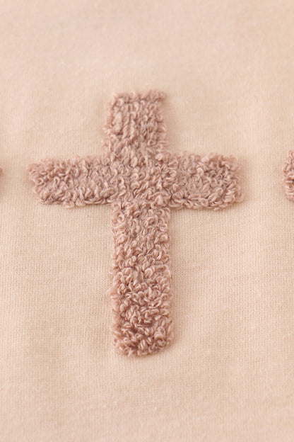 Cream cross french knot top - Cloudling Kids Clothing
