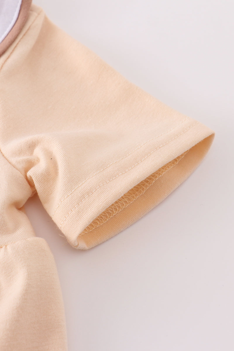 Cream cross french knot bubble - Cloudling Kids Clothing