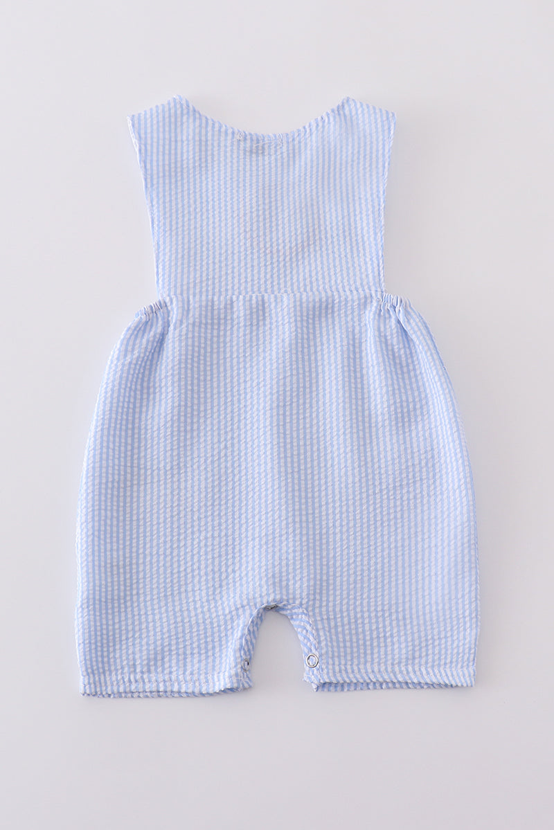 Blue cross embroider smocked set - Cloudling Kids Clothing