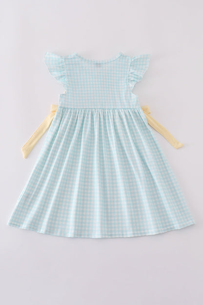 Blue bunny embroidery smocked dress - Cloudling Kids Clothing