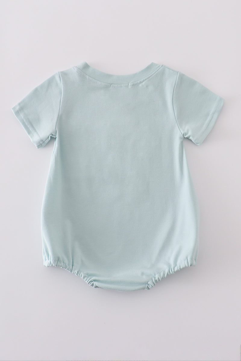 Blue cross embroidery bubble - Cloudling Kids Clothing