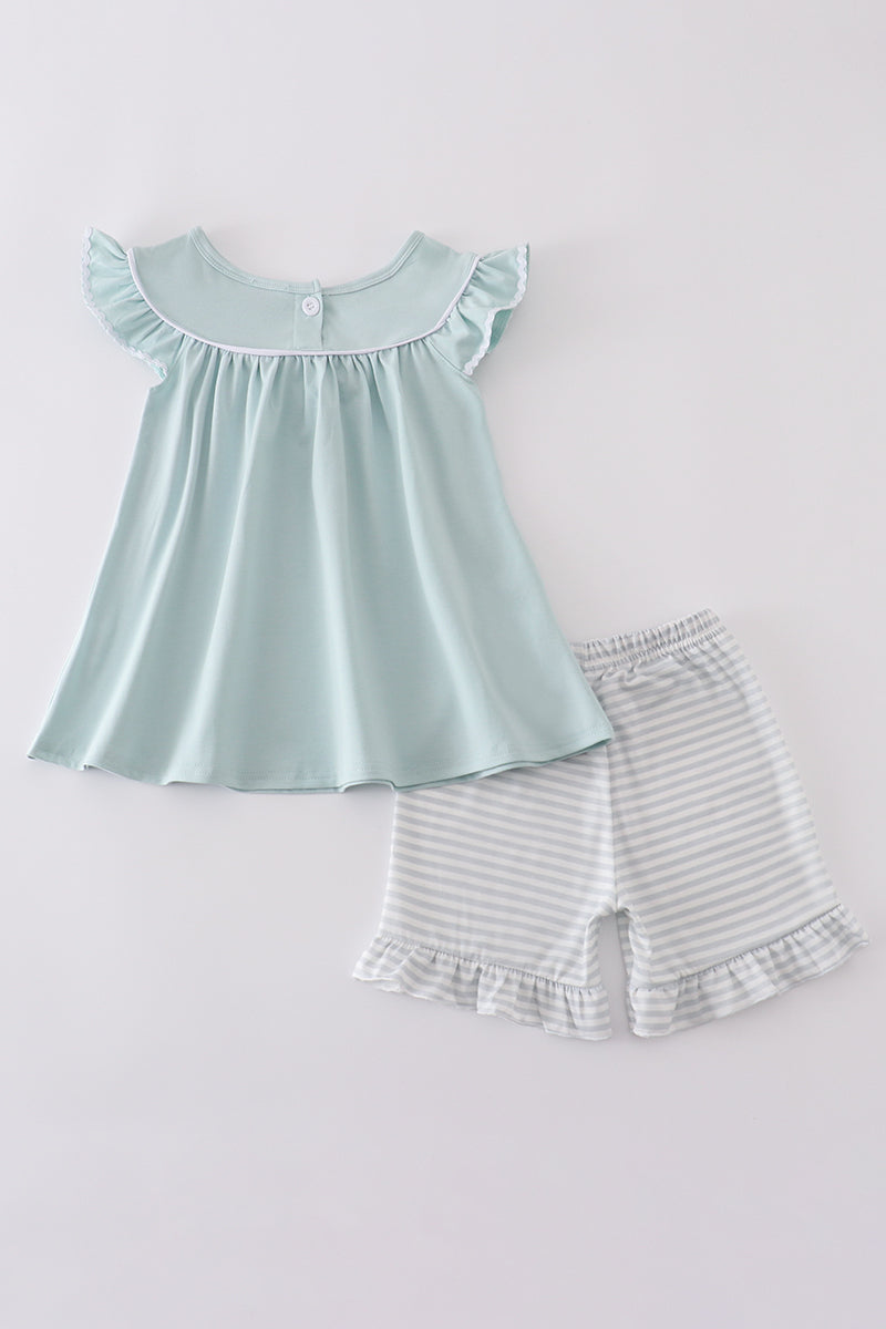 Blue cross embroidery set - Cloudling Kids Clothing
