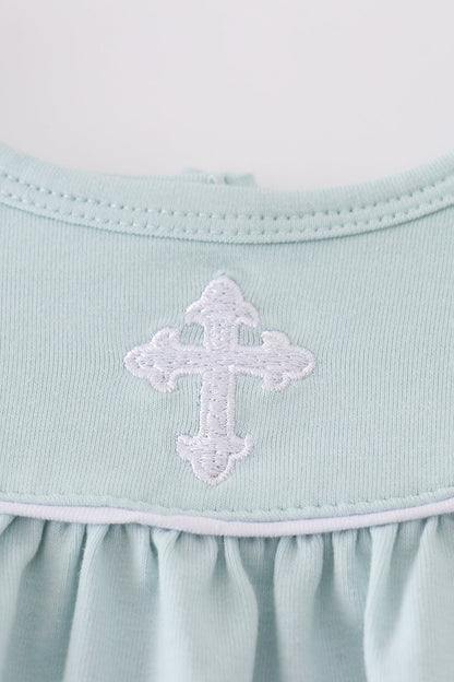 Blue cross embroidery set - Cloudling Kids Clothing