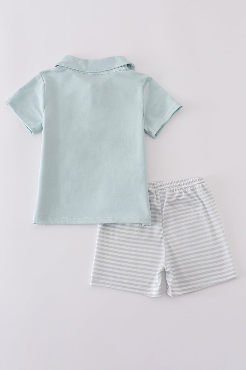 Blue cross embroidery set - Cloudling Kids Clothing