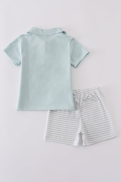Blue cross embroidery set - Cloudling Kids Clothing