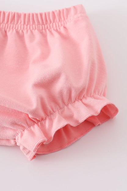 Pink stripe animal embroidery smocked bloomer set - Cloudling Kids Clothing