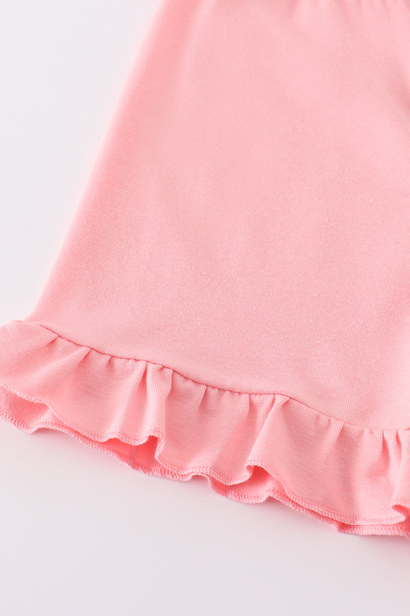 Pink stripe animal embroidery smocked set - Cloudling Kids Clothing