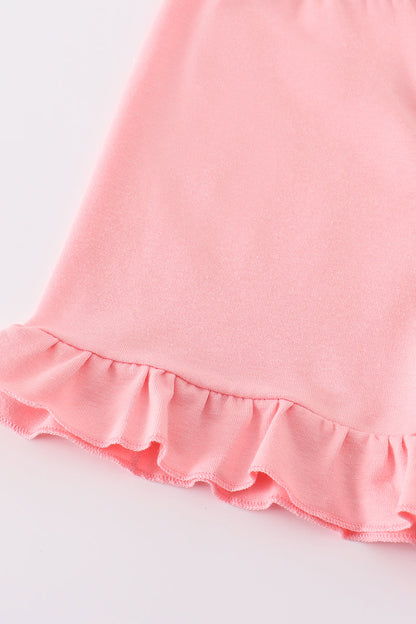 Pink stripe animal embroidery smocked set - Cloudling Kids Clothing