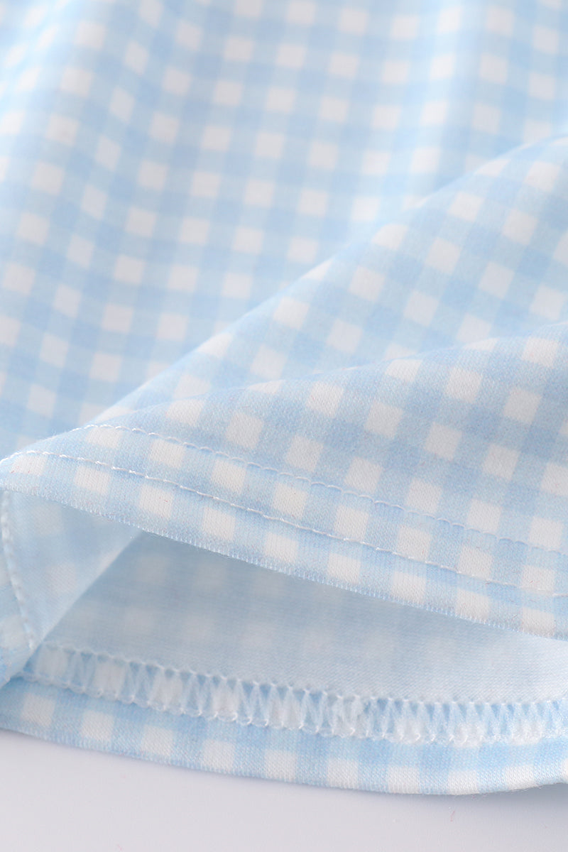 Gingham star embroidery bloomer set - Cloudling Kids Clothing