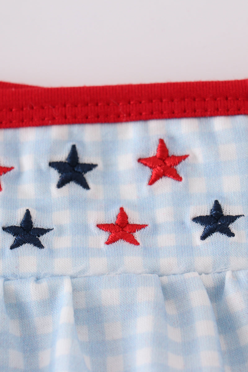 Gingham star embroidery set - Cloudling Kids Clothing