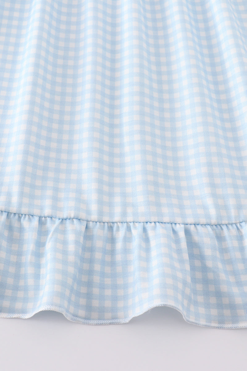 Gingham star embroidery dress - Cloudling Kids Clothing