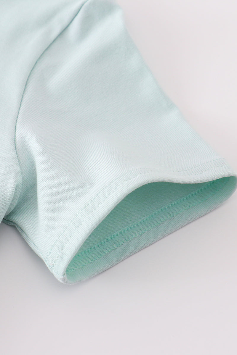 Blue tool embroidery top - Cloudling Kids Clothing