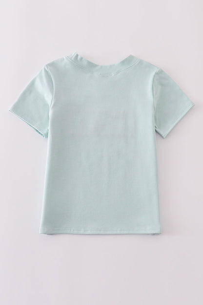Blue tool embroidery top - Cloudling Kids Clothing