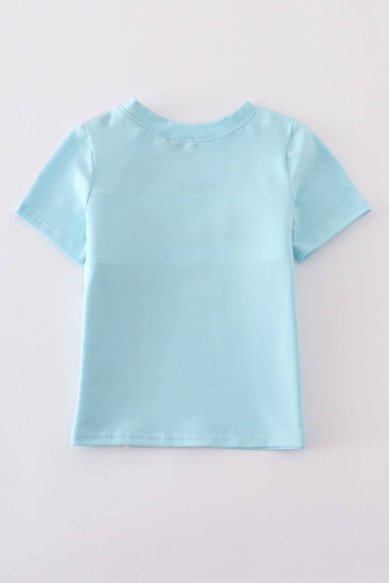 Blue fire truck police car embroidery smocked top - Cloudling Kids Clothing
