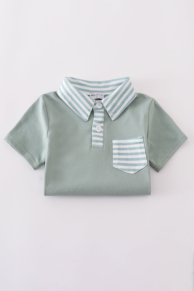 Sage stripe button down shirt - Cloudling Kids Clothing