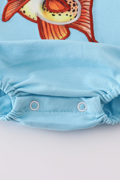 Blue fish applique bubble - Cloudling Kids Clothing
